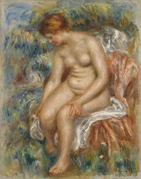 Seated Bather Drying Her Leg,